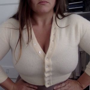 Vintage Retro Pinup Girl Cream Cashmere Cardigan